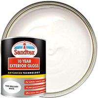 Sandtex 10 Year Exterior Gloss Paint - Pure Brilliant White - 750ml