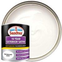 Sandtex 10 Year Exterior Satin Paint - Pure Brilliant White - 750ml