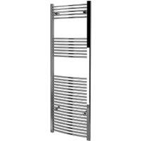 Kudox Chrome Curved Single Panel Vertical Towel Radiator - 1800 x 600mm