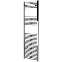 Kudox Chrome Curved Single Panel Vertical Towel Radiator - 1800 x 500mm