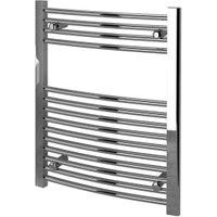 Kudox Chrome Curved Single Panel Vertical Towel Radiator - 750 x 600mm