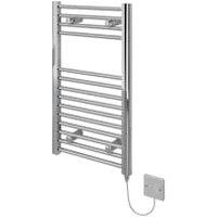 Kudox Chrome Electric Single Panel Vertical Flat Towel Radiator - 700 x 400mm