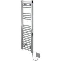 Kudox Chrome Electric Single Panel Vertical Flat Towel Radiator - 1100 x 300mm
