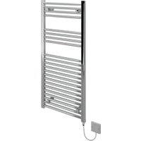 Kudox Chrome Electric Single Panel Vertical Flat Towel Radiator - 1100 x 500mm