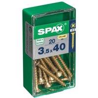 Spax Pz Countersunk Zinc Yellow Screws - 3.5 X 40mm Pack Of 20