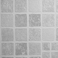 Contour Earthen Grey Tile Effect Kitchen & Bathroom Wallpaper - 10m