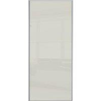Spacepro Sliding Wardrobe Door Silver Framed Single Panel Arctic White Glass - 2220 x 610mm