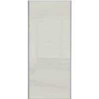 Spacepro Sliding Wardrobe Door Silver Framed Single Panel Arctic White Glass - 2220 x 762mm