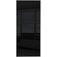 Spacepro Sliding Wardrobe Door Silver Framed Single Panel Black Glass - 2220 x 762mm