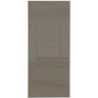 Spacepro Sliding Wardrobe Door Silver Framed Single Panel Cappuccino Glass - 2220 x 610mm