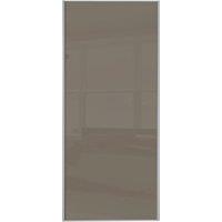 Spacepro Sliding Wardrobe Door Silver Framed Single Panel Cappuccino Glass - 2220 x 762mm