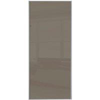 Spacepro Sliding Wardrobe Door Silver Framed Single Panel Cappuccino Glass - 2220 x 914mm