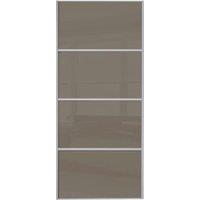 Spacepro Sliding Wardrobe Door Silver Framed Four Panel Cappuccino Glass - 2220 x 610mm