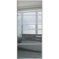 Spacepro Sliding Wardrobe Door Silver Framed 4 Panel Mirror - 2220 x 914mm