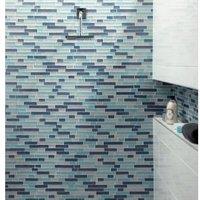 Wickes Aqua Glass Linear Mosaic Tile Sheet - 296 x 296mm