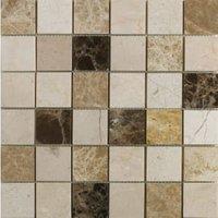 Wickes Emperador Polished Mix Marble Wall & Floor Mosaic Tile Sheet - 305 x 305mm