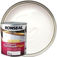 Ronseal One Coat Gloss Cupboard & Furniture Paint - White - 750ml