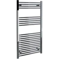 Kudox Chrome Straight Single Panel Vertical Towel Radiator - 1200 x 600mm