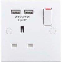 Wickes 13A Single Switched Socket with 2 x USB Ports - White