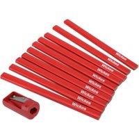 Wickes 10 Pack Red Carpenter's Pencils & Sharpener