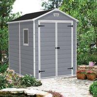 Keter Manor Grey Double Door Outdoor Apex Garden Storage Shed - 6 x 8ft