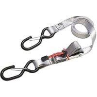 Master Lock Grey Tie Down Strap with Hooks & Buckle - 1.80m x 25mm - Pack of 2