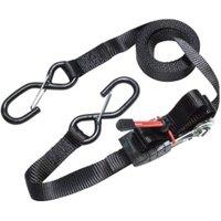 Master Lock Black Ratchet Tie Down Strap with S-Hooks - 4.25m x 25mm - Pack of 2