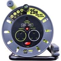 Masterplug 13A Pro-XT 2 Socket USB Charging Cable Reel - 25m
