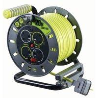 Masterplug 13A Pro-XT 4 Socket Open Reel High Visibility Cable - 20m