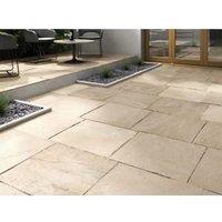 Marshalls Indian Sandstone Riven Buff Multi Paving Slab - 600 x 600 x 22mm