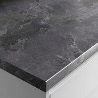 Wickes Grey Marble Gloss Laminate Breakfast Bar - 900 x 38 x 3000mm