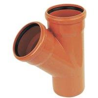 FloPlast 110mm Terracotta Underground Drainage Equal Junction Double Socket/Spigot - 45