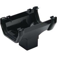 FloPlast 114mm Black Half Square Line Gutter Running Outlet