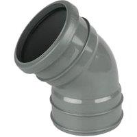 FloPlast 110mm Grey Soil Pipe Offset Bend Ring Seal Top/Solvent Bottom - 135