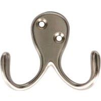 Wickes Two Prong Screwed Hook - Satin Nickel
