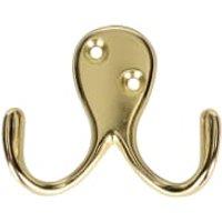 Wickes Two Prong Screwed Hook - Brass