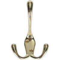 Wickes Three Prong Screwed Hook - Brass