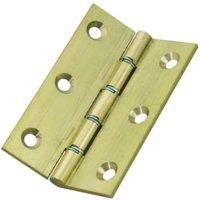 Wickes Steel Washered Polished Brass Butt Hinge - 76mm - Pack of 2