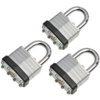 Wickes Laminated Padlock - 40mm - Pack of 3