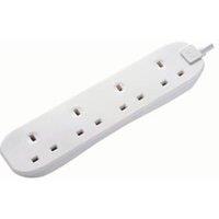 Masterplug 4 Socket Wall-Fixing Extension Lead with 1m Cable - White