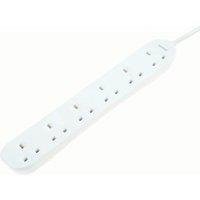 Masterplug 13A 6 Socket White Extension Lead - 1m