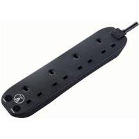 Masterplug 13A 4 Socket Black Extension Lead with Surge Protection - 2m