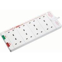 Masterplug 13A 8 Socket White Extension Lead with Surge Protection - 2m