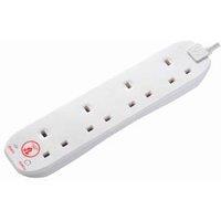 Masterplug 13A 4 Socket White Extension Lead with Surge Protection - 2m - Pack of 2