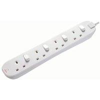 Masterplug 13A 4 Socket Individually Switched Extension Lead 2m - White