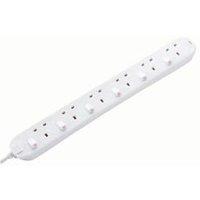 Masterplug 13A 6 Socket Individually Switched White Extension Lead - 2m
