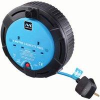 Masterplug 10A 2 Socket Blue Small Cassette Reel - 4m