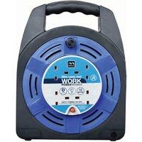 Masterplug 4 Socket 20m 10A Cable Reel with Flat Base - Blue/Black