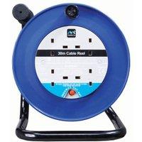 Masterplug 4 Socket 30m 10A Open Cable Reel with Thermal Cut-Out - Blue