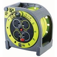 Masterplug 13A Pro-XT 4 Socket Cassette Reel High Visibility Cable - 15m